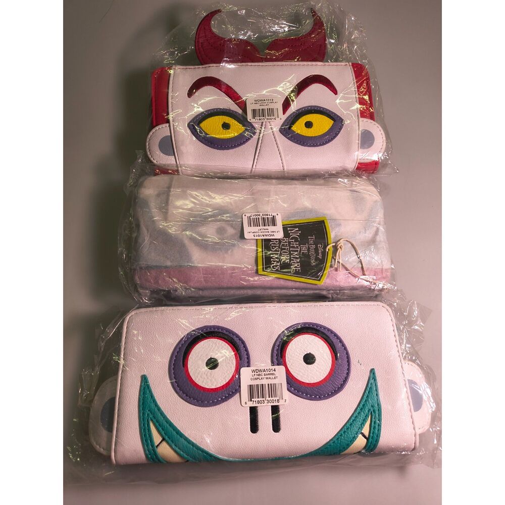 Lot 3 Disney Loungefly NBC Nightmare before xmas Wallets Lock Shock Barrel